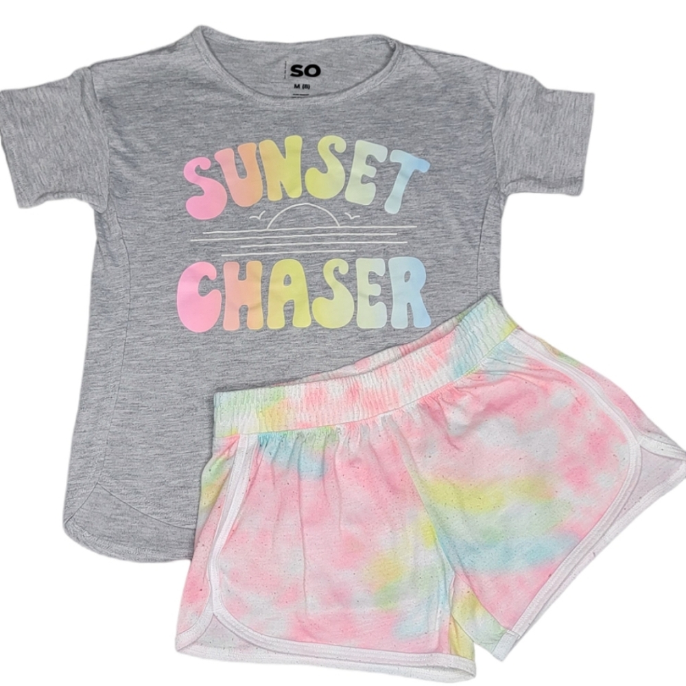 Graphic Top & Shorts Pajama Set